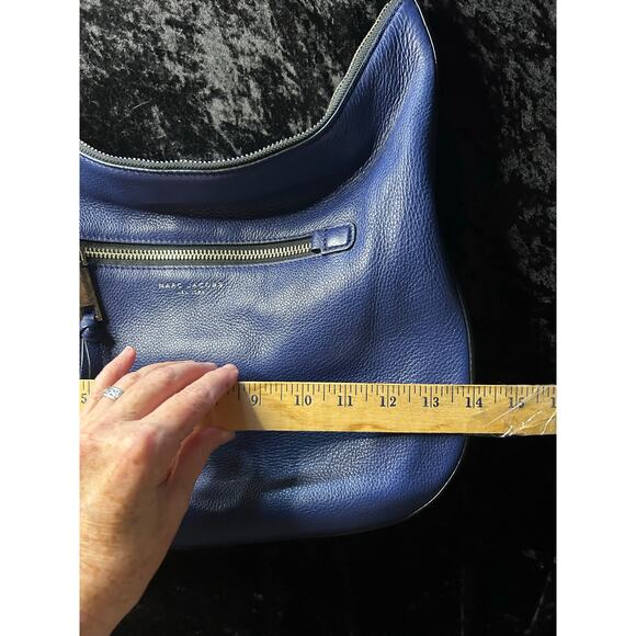 Marc Jacobs Recruit Leather Hobo Shoulder Bag Blue Pebbled Leather - Picture 11 of 13